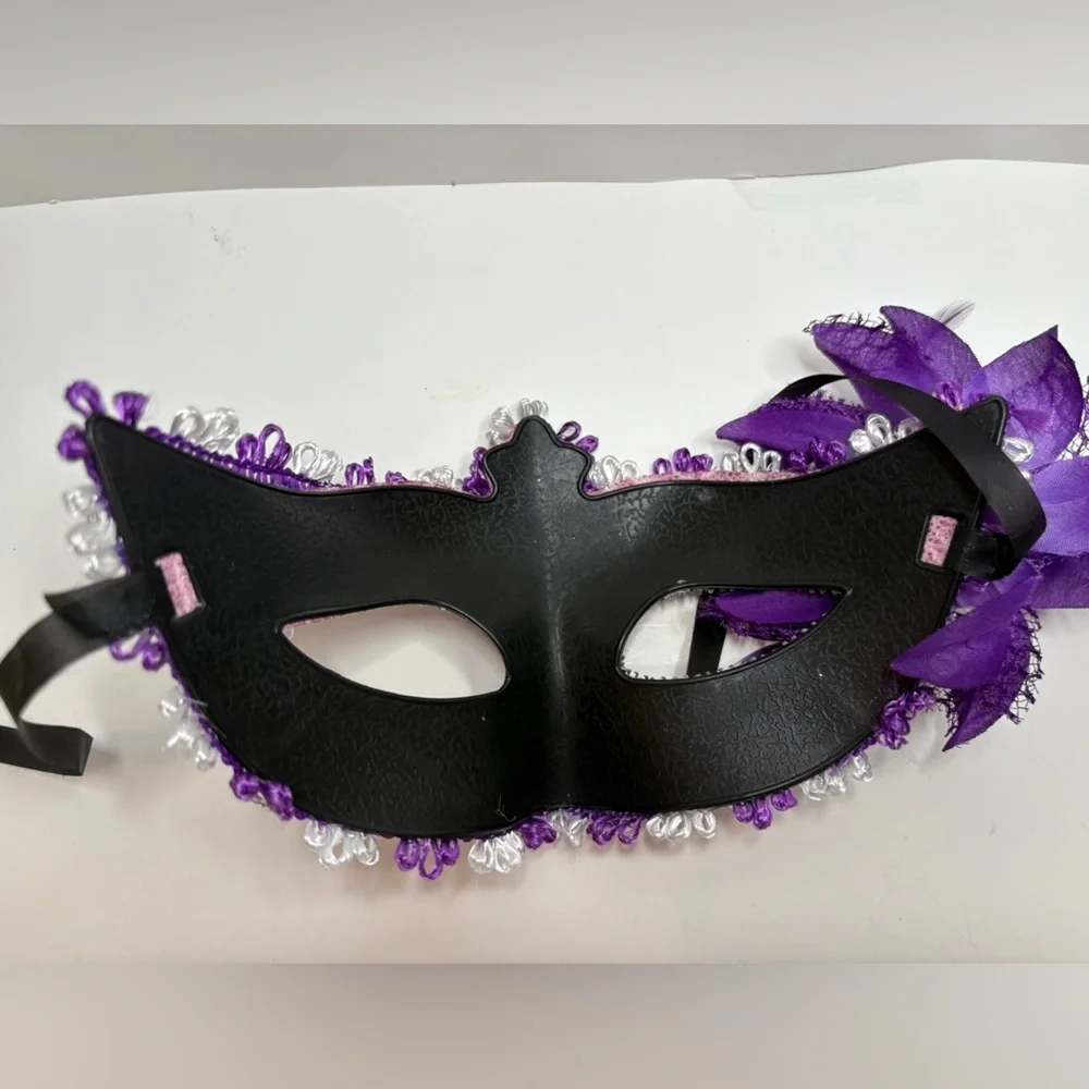 Elegant Purple Lace Masquerade Mask 2 purple and white